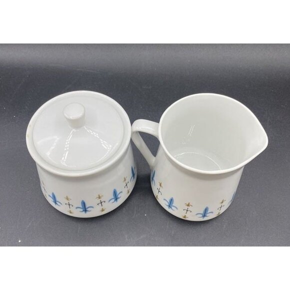 Style House China Caravelle Creamer Covered Sugar Yamaguchi Fleur de Lis Japan - Picture 4 of 12